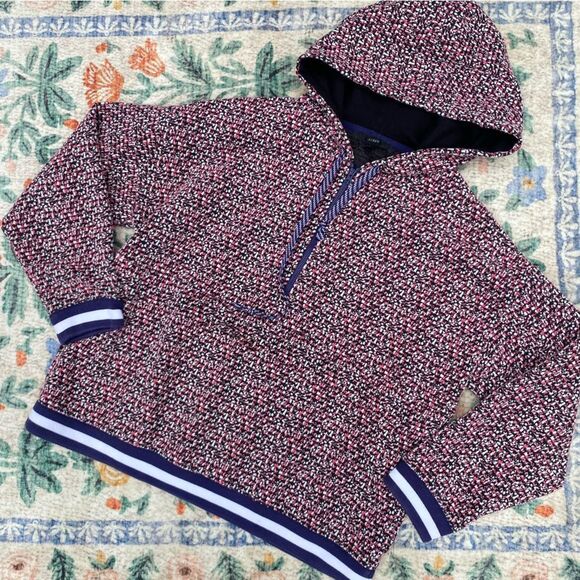 💐J.Crew Jacquard Anorak Jacket Speckled Hooded Sweater Size Medium - Picture 2 of 9